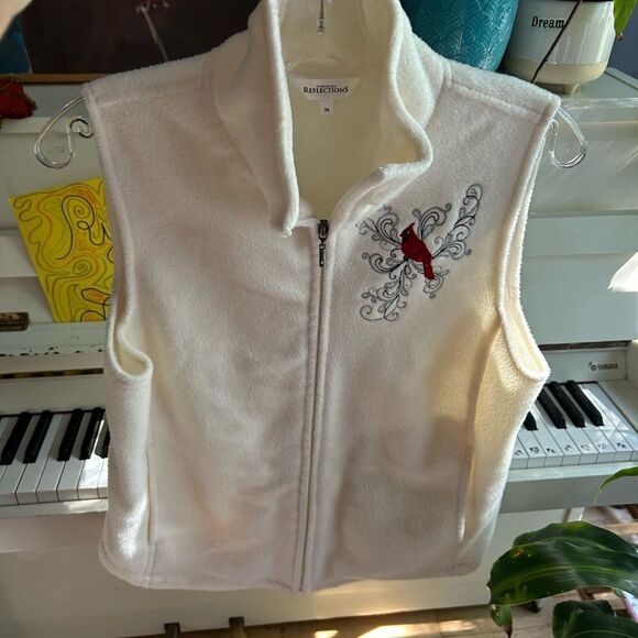 NORTHERN REFLECTIONS Women's Embroidered Cardinal Fleece Full Zip Vest M - Picture 11 of 16